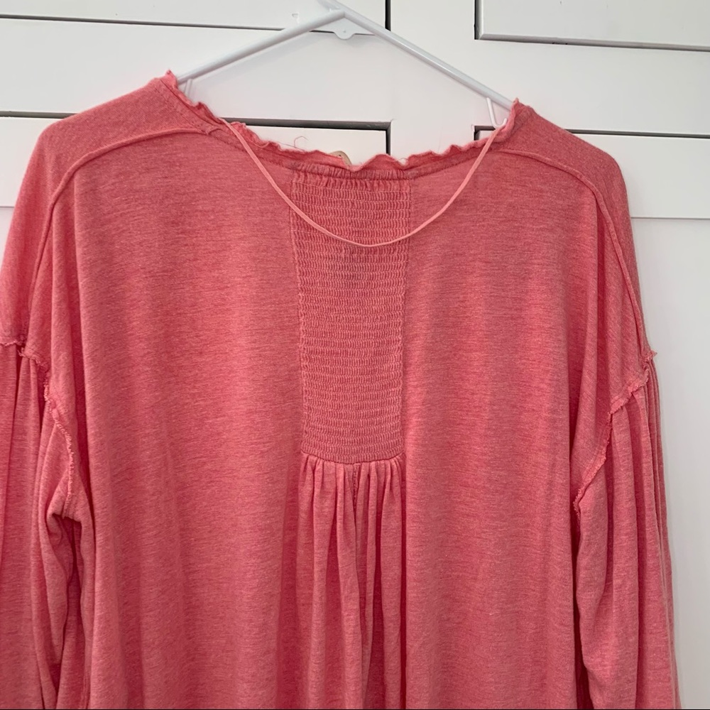 We The Free Pink Linen Blend V Neck ¾ Sleeve Top Size Small - Picture 11 of 12